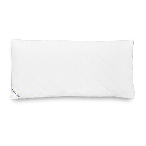 Lumaland hochwertiges Kopfkissen Kopfkissen Steppkissen Kochfest atmungsaktiv mit Reißverschluss 40 x 80 cm aus silikonisierten Polyesterhohlfaser-Flocken Füllgewicht 800 g doppelseitig gesteppt