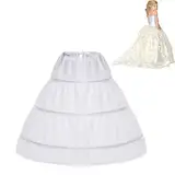 Kinder Reifrock Petticoat - Unterrock für Mädchen, 3 Creolen, Halber Slip für Prinzessin Kleid in Weiß