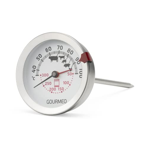 GOURMEO 2-in-1 Fleischthermometer - Bratenthermometer für Heißluft- oder Elektroöfen - für Fleisch- und Ofentemperatur - Grillthermometer analog mit 100-Grad-Celsius-Anzeige