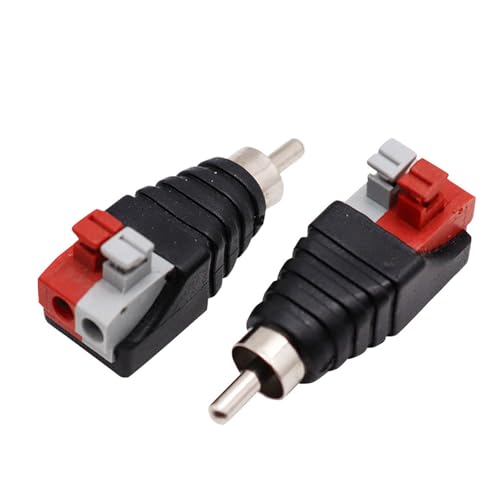 Lunpog 2 Stück RCA Cinch zu Lautsprecher Kabeladapter Subwoofer Lautsprecher Phono Cinch-Stecker zu AV 2 Schraubklemme Video Audio Federpresse Typ Balun für CCTV