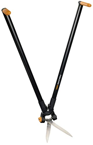 Fiskars Scherenstorch, Multifunktionale Hecken- und Rasenschere, Reichweite bis 2,5 m, Schwarz/Orange, PowerLever, GS53, 1001565
