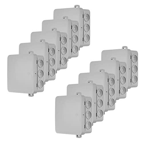 REV Verteilerkasten, 7-fach Abzweigkasten-Verteilerdose 75x75x40mm, IP54, 10 Stück, grau