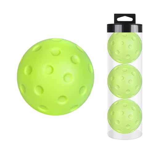 Leise Pickleball Bälle – Leise Pickleball-Bälle, 3 leise Pickleball-Bälle zum Üben | Leere Sportbälle für Pickleball 74 mm Bohrkugeln 74 mm
