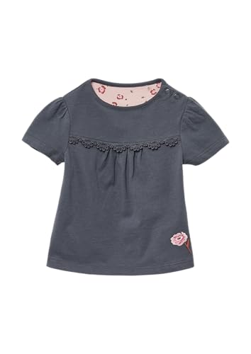 Ausgestelltes Jersey-T-Shirt mit Stickerei und Spitzendetails schiefergrau 74