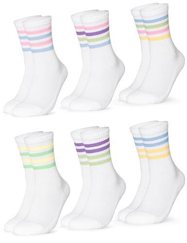 Occulto Damen Retro Tennissocken 6er Pack (Modell: Steffi) 80s 39-42
