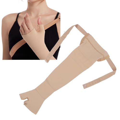 Lymphödem Kompressions Armmanschette, Armstrumpf mit Manschette, Lymphödem Arm Manschette Weiche hochelastische atmungsaktive tragbare Armmanschette für die Genesung nach Mastektomie(L-Links)