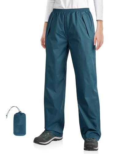 33,000ft Damen Regenhose wasserdichte Fahrrad Überziehhose Reflektierende Winddichte Leichte Outdoorhose zum Golf Wandern Angeln Dunkles Cyan 42