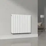 [neu.haus] Flachheizkörper Nore Designheizkörper Heizung Paneelheizkörper Raumheizkörper Mittelanschluss Doppellagig Horizontal für Wohn-und Schlafzimmer Küche Bad 60x80cm Weiß 1097W