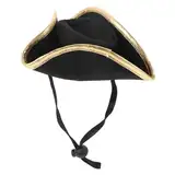 Veemoon Dreispitz Piratenhut Für Halloween - Karneval Und Kostümpartys – Klassische Kapitänsmütze Aus Hochwertigem Material - Ideal Für Cosplay Und Kostümverleihe Schwarz