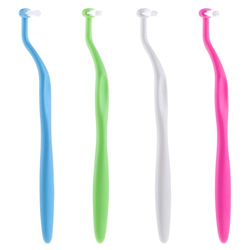 ElevateTech 4 Stück Tuft Zahnbürste Kieferorthopädische Zahnbürste Zahnbürste mit Endbüscheln Ultraweich Zahnfleischbürsten Interdentalzahnbürste für Zahnspangen Retainer Zahnimplantate Zahnreinigung
