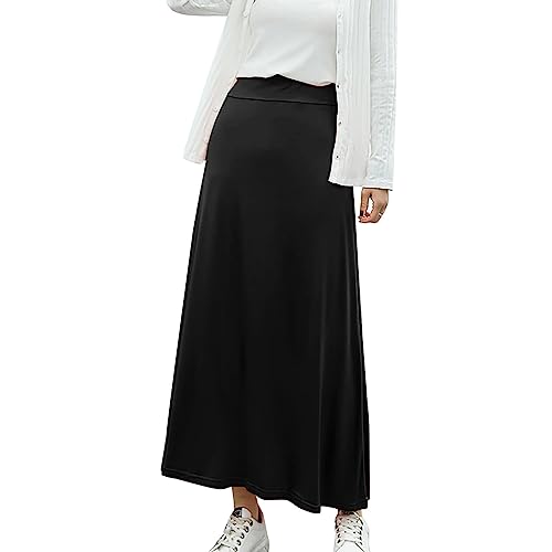 Skang Damen Sommerrock Lang Taille Frauen Fashion-Langrock Maxi Streifenhoch Rock Besondere Röcke