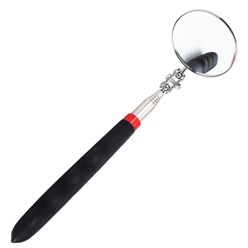 Gyxcelc Mechanischer Autospiegel Inspektionsspiegel 72cm Teleskop Spiegel Werkzeug Spiegel Werkzeug Geocaching Ausrüstung Werkstatt Spiegel Auto Inspektionsspiegel mit Teleskopgriff (Schwarz)