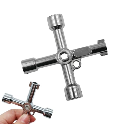 Oykrueats Universalschlüssel,Vierkantschlüssel Multifunktionale,Cross Schaltschrankschlüssel,Rund 3 Kant 4 Kant Schlüssel,Dreikantschlüssel,Wasserhahn Schlüssel Silber,für Elektrische Gas Meter Box