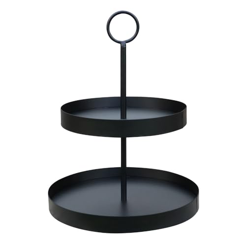 Etagere LENJA schwarz aus Metall modernes Design 2-stöckige Metalletagere