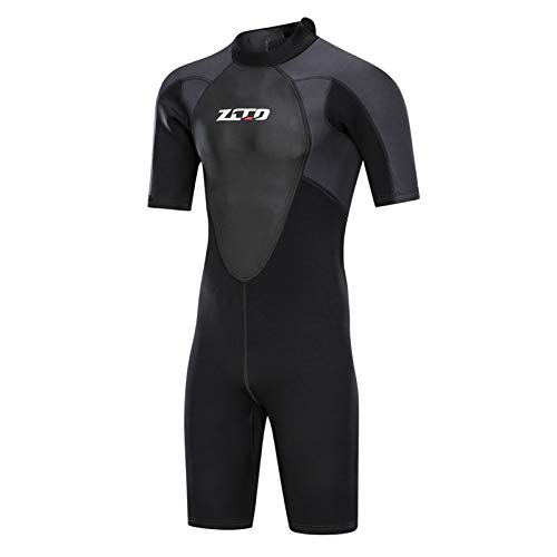 ZCCO Neoprenanzüge Herren 3 mm Premium Neopren, Rückenreißverschluss, kurzärmeliger Taucheranzug für Spearfishing,Surfen,SchnorchelnKanufahren, Taucheranzüge (Schwarz, XL)