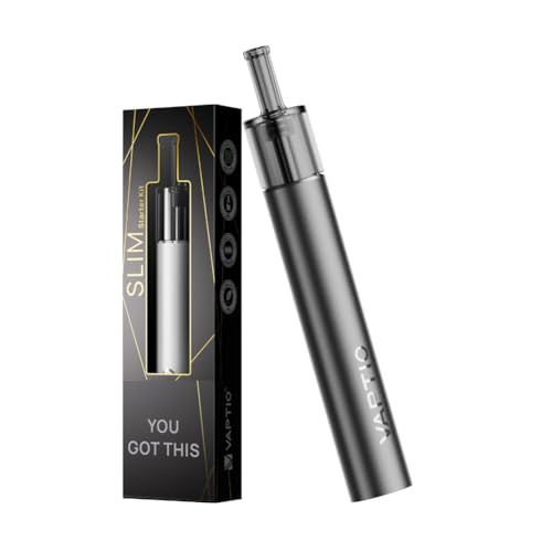 VAPTIO Slim Kit Elektronische Zigarette 500mAh 16W Starter Kit mit 2.0ml offenem Pod-System,kein E-Liquid kein Nikotin (Schwarz)