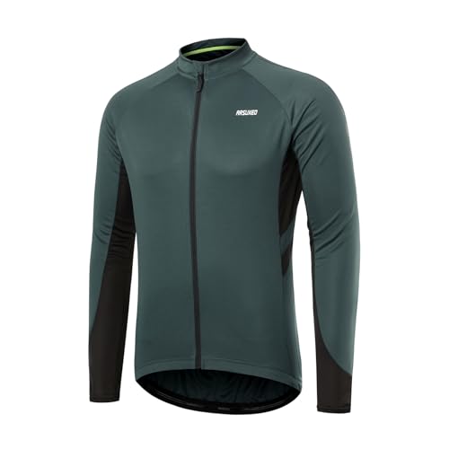 ARSUXEO Radtrikot für Herren, Fahrradtrikot Langarm, Radfahren Shirt, Radsport Trikot MTB Fahrrad-Bekleidung 6030 Granatgrün M
