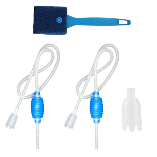 Aquarium-Siphonpumpe, 140 cm, Aquarium-Siphon, Hand-Aquarium-Kiesreiniger, Staubsauger-Siphon für den täglichen Wasserwechsel, Filter, Sand, Aquarium-Reinigungsset, mit Bürste
