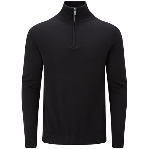 Charles Wilson Baumwollpullover mit Reißverschluss für Herren (XL, Black (0524))