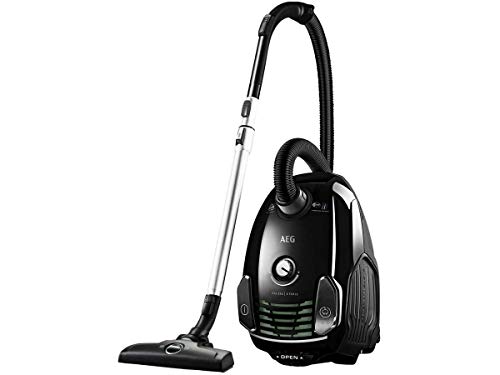 AEG VX6-2-ÖKOX Staubsauger mit Beutel (60% Recyclingmaterial, inkl. Zusatzdüsen, für Hart- und Teppichböden, 9 m Aktionsradius, ergonomischer Handgriff, 800 Watt, neue technische Version) schwarz/grün