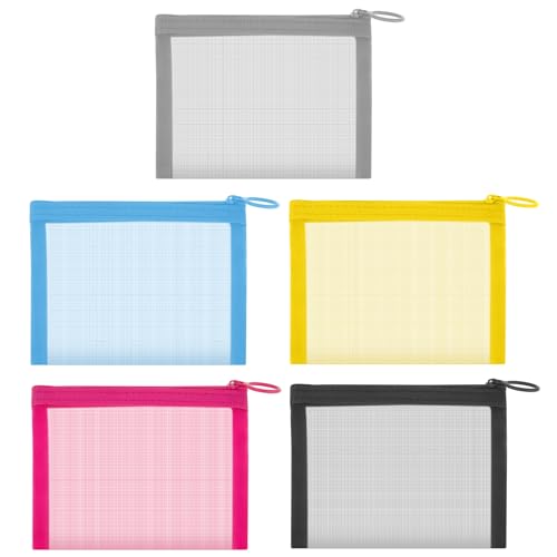 Qianyu 5 Stück Mini Mesh Kulturbeutel mit Reißverschluss Klein Netz Geldbörse Kosmetik Schreibwaren Aufbewahrung Tasche Tragbare Reise Organizer Zubehör Set for Lippenstift Datenkabel Kopfhörer