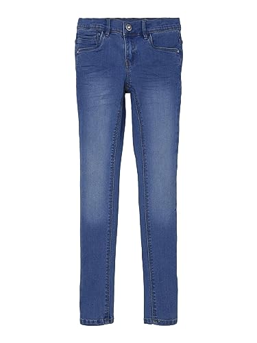 NAME IT Mädchen Nkfpolly Dnmatasis Pant Noos Hose, Medium Blue Denim, 164 EU