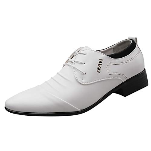 95 Schuhe Herren Schuh Hochzeitsanzug Business Schuhe Bequeme Spitzenschuhe Herren Lederschuhe Gummiboots Herren Schuhe (White, 44)