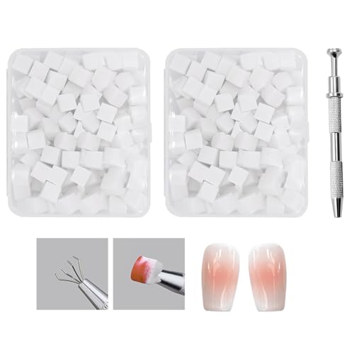 YPYMOD 200 Stück Nail Art Schwamm mit Metallgreifer, Sponge Nagel Pinsel, Nageldesign Zubehör Schwammpinsel, um eine Vielzahl von Gradient Nail Art Patterns zu Erstellen(Weiß）