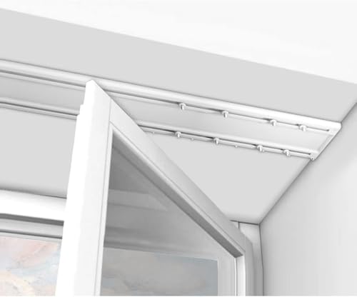 KIJyfgTR Vorhangschiene, ultradünne Decke, zweigleisige Führungsschiene, Raumteiler for Privatsphäre, Wohnzimmer, Schlafzimmer(Bianco)