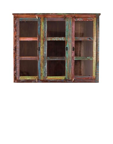 Dynamic24 Schrankaufsatz Riverboat Altholz Wohnzimmerschrank Schrank Aufsatz Vitrine