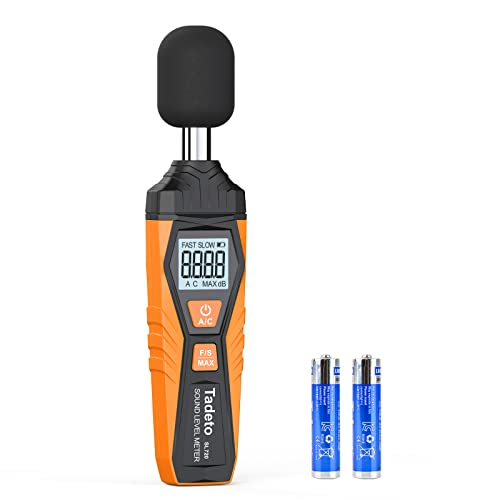 Schallpegelmessgerät, Tadeto Digital Tragbare Schallpegelmesser 30dB bis 130dB mit LCD-Display A/C Gewichtet für Heimwerkstätten