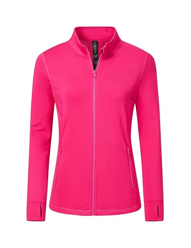 MoFiz Sportjacke Damen Leicht Trainingsjacke Mikrofleece Sweatjacke Wandershirt mit Reißverschluss Rosa-B M