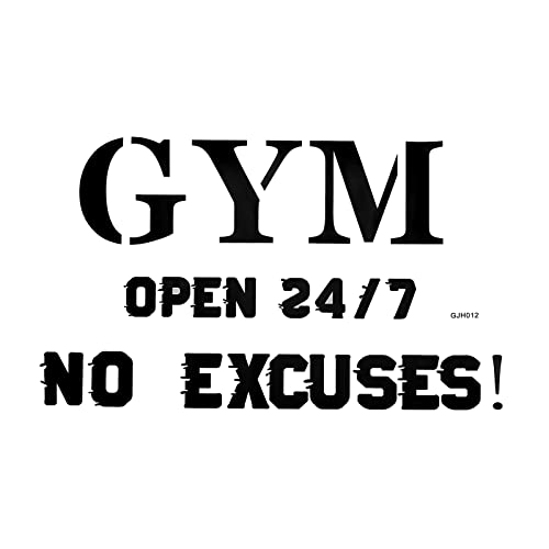 SUPERDANT Gym Wandaufkleber Open 24/7 NO EXCUSES Wandsticker DIY Wandtattoo Fitnessstudios Dekoion Vinyl Wandsticker Für Übungsraum Wohnzimmer Schlafzimmer GYM Sport Poster 58x35.5cm