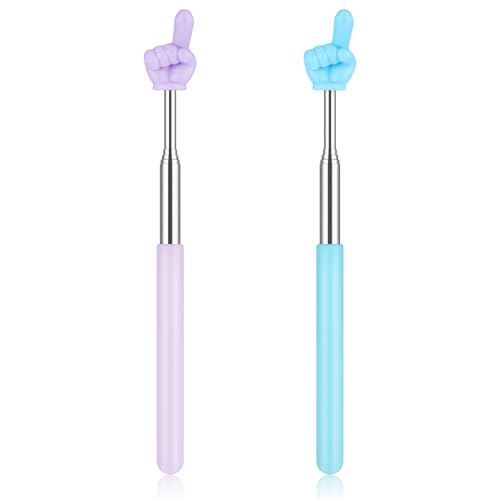 Piriuuo 2 Stück Zeigestab Ausziehbar, Bunte Fingerform Zeigestock delstahl Kinder Ausziehbarer Zeigestab Teleskop Lehrer Zeiger Mini Einziehbar Klassenzimmer Zeiger Unterricht Vorführungen, Blau, Lila