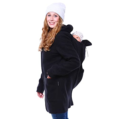 Viva la Mama - 4in1 Winter Tragemantel warmer Umstandsmantel - VALENTIN Plus - schwarz - S