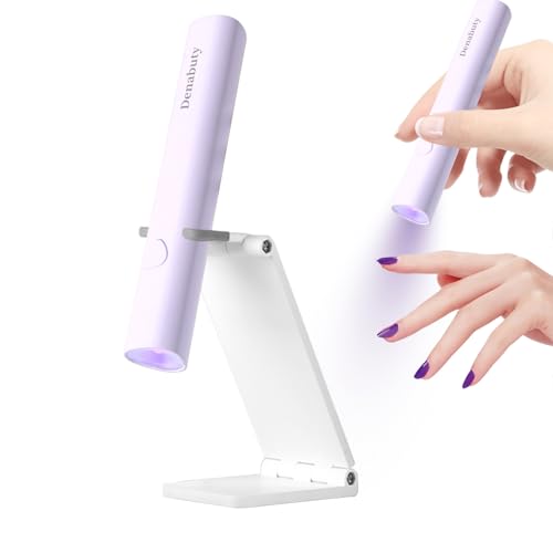 Denabuty UV Lampe für Gelnägel, Mini U V LED Lampe für Nägel Wiederaufladbar mit Ständer Tragbare Kleine UV Nagellampe für Gel Nagellack, zum Aushärten von Nagelkleber & Nail Tips Violett