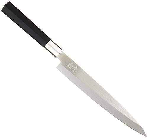 KAI Wasabi Black Yanagiba 21,0 cm Klingenlänge - rostfreier 6A/1K6 Edelstahl poliert 58 (±1) HRC - schwarzer Polypropylen Griff - Sushi Messer Sashimi Messer - Made in Japan
