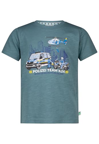 SALT AND PEPPER BY KIDS PARK Jungen Polizei Print Stickmotiv aus Slub Jersey T-Shirt, Agave Green, 116/122 cm