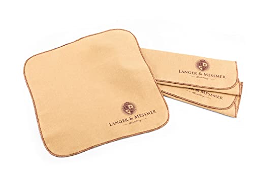Langer & Messmer Poliertücher für Glattleder aus 100% Baumwolle im praktischen Set - Das Schuhputztuch für die professionelle Schuhpflege (Bordeaux | Beige)