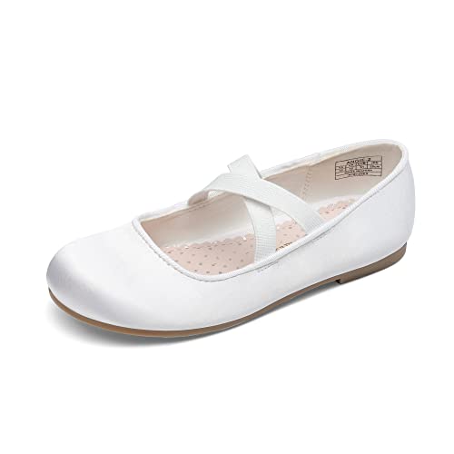 DREAM PAIRS Mädchen Mary Jane Strap Flache Schuhe Ballerinas Prinzessin Schuhe Flache Schulschuhe,Size 36,Weiss,Angie-2