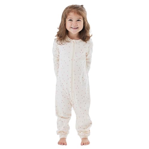 NAME IT Baby - Mädchen Nbfnightsuit Zip Buttercream Hearts Noos Schlafstrampler, Buttercream, 104 EU