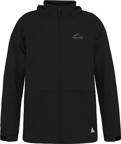 normani OUTDOOR SPORTS Kinder wasserdichte Unisex Regenjacke Regenmantel mit Kapuze und 3M Reflektoren Farbe Dunkelschwarz Größe XL/158-164