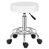 Alightup Büro Hocker Professioneller Rollhocker 360° drehbar, höhenverstellbar mit Rollen - Für Massage, Salon, Küche, Büro, Klinik, Pub, Näharbeiten, Maler & Klavierbank - Weiß