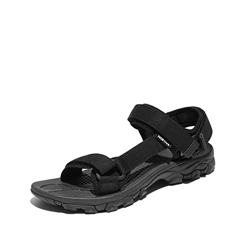 NORTIV 8 Herren Sommersandalen für Wandern Sport Outdoor Sandalen lässige Sommer Strandsandalen,Size 46,Alles Schwarz,LANGDO-2-E