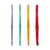 Häkelnadeln Set 4 Stück Aluminium Häkelnadeln Ergonomischer Griff Häkeln Multicolor Häkelnadeln set für Anfänger Oder Profis (4 Stück)