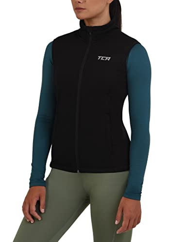 TCA Damen Flyweight winddichte Lauf- und Fahrradweste mit Reißverschlusstaschen - Schwarz, M