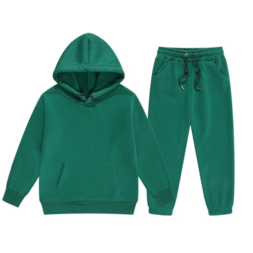 Grüne Jogginghose Kinder, Trainingsanzug Kinder, Jogginghose Grün Kinder, Trainingsanzug Kinder Jungen Mädchen Sportsachen Jogginganzug Kinder Activewear Sportanzug 2-Teilig Hoodie + Jogginghose