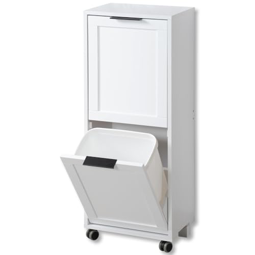 Kesper | Univeralschrank mit Mülltrennsystem, Material: Faserplatte, Maße: 36 x 24 x 94 cm, Farbe: Weiß | 25530 13