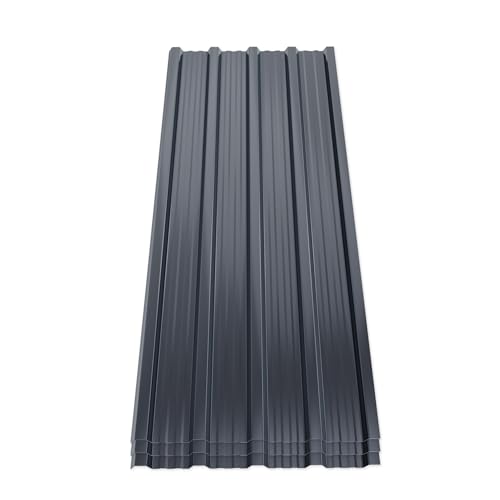Mondeer 14er-Set Metall Trapezblech, Wellblechplatten für Dach, Dachbleche Trapezblech, Verzinkter Stahl für den Bau von Garagen, Gewächshä usern, Zwingern, 7m², 110 * 46cm, Dunkelgrau
