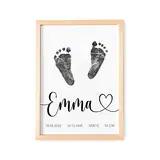 DEL MÀ Unique & Personal Baby Fußabdruck Bild Personalisiert Meilenstein Poster Für Babyzimmer Deko Kinderzimmer Dekoration Erinnerung (OHNE FARBE)